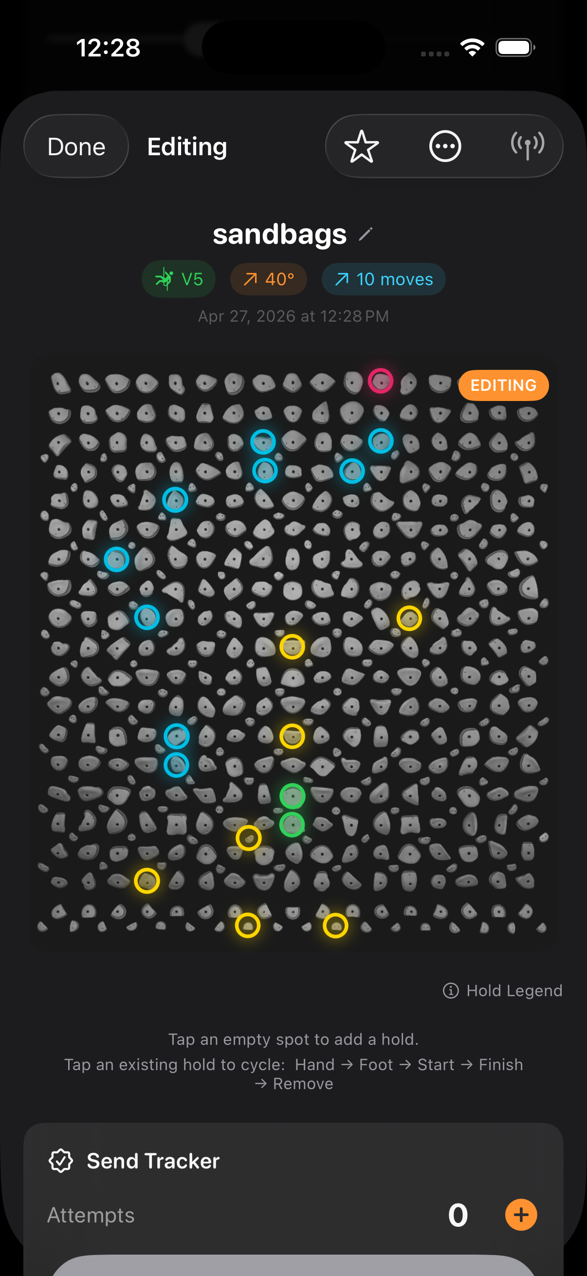 Tap-to-edit hold roles on the board